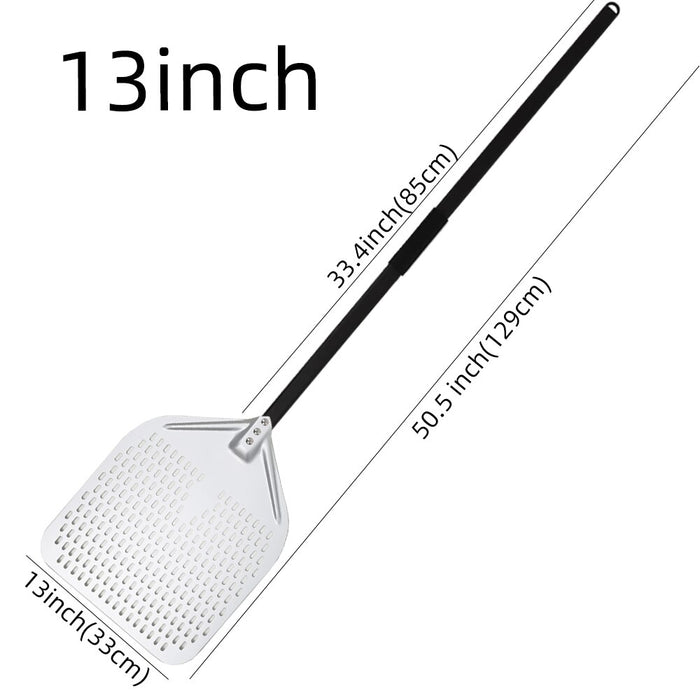 Anygleam Pizza Shovel 33 cm X 129cm Silver for Perforated Peel with Metal Handle Oven Turning Baking Accessory