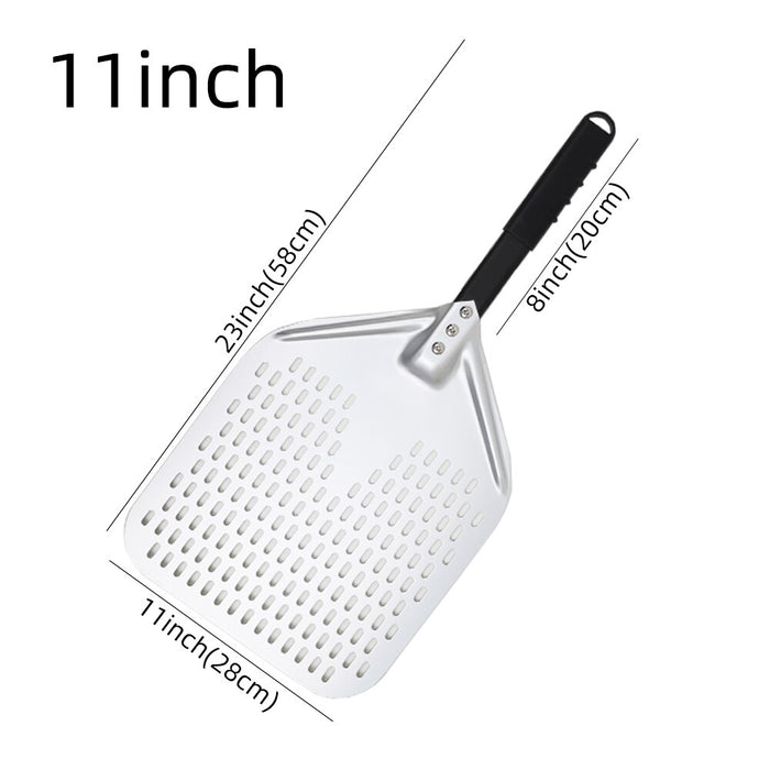 Anygleam Pizza Shovel 28cm X 58cm Silver for Perforated Peel with Metal Handle Oven Turning Baking Accessory