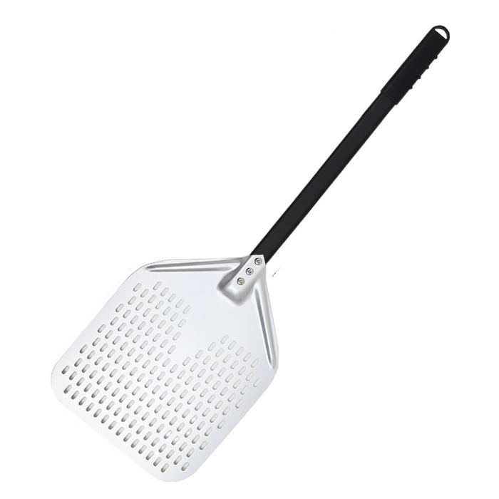 Anygleam Pizza Shovel 30 cm x 85cm Silver for Perforated Peel with Metal Handle Oven Turning Baking Accessory