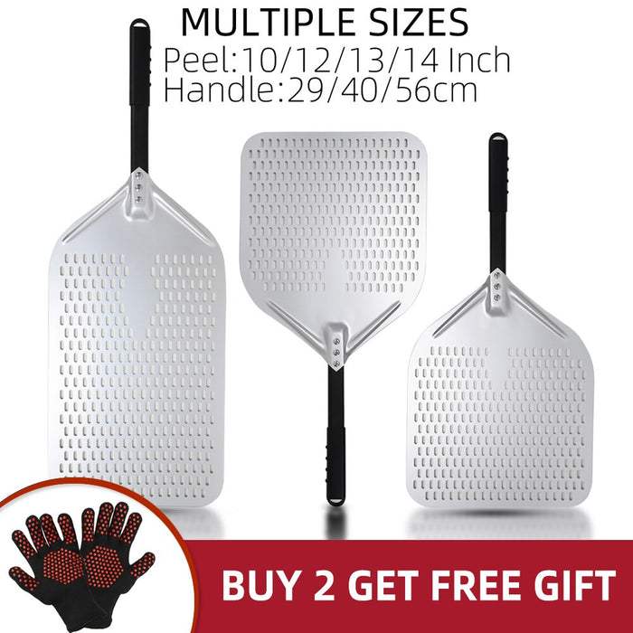 Anygleam Pizza Shovel 35 cm X 131cm Silver for Perforated Peel with Metal Handle Oven Turning Baking Accessory