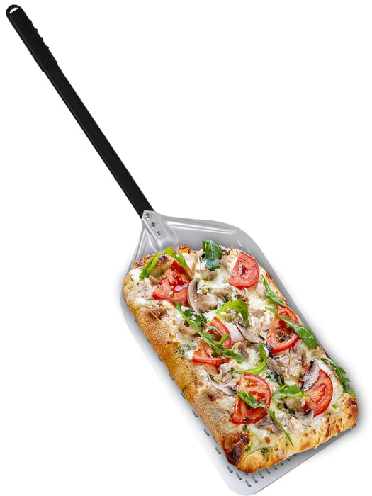 Anygleam Pizza Shovel 35 cm X 75cm Silver for Perforated Peel with Metal Handle Oven Turning Baking Accessory