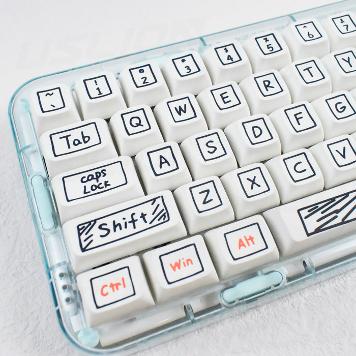 Anymob Keycap Keyboard White Notes Theme 125 Keys Switch Mechanical Custom Cute Anime Personalized Keys