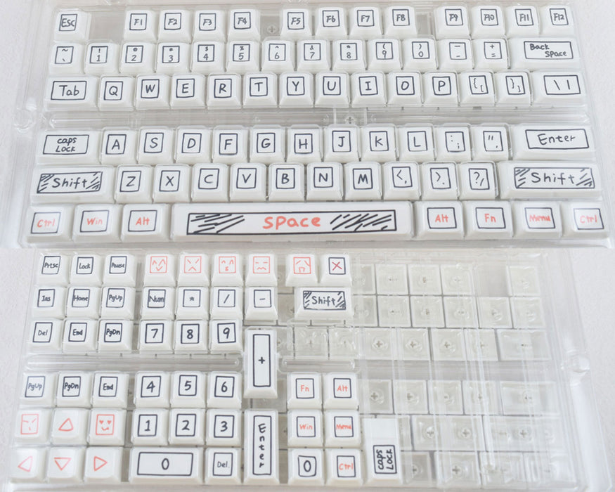 Anymob Keycap Keyboard White Notes Theme 125 Keys Switch Mechanical Custom Cute Anime Personalized Keys