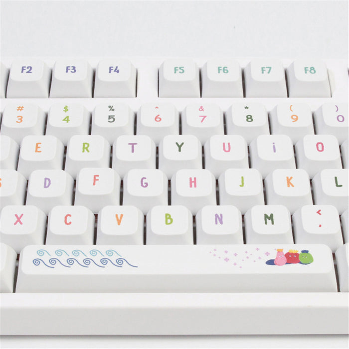 Anymob Keycap Keyboard White Summer 128 Keys Profile Switch Mechanical  Cute Keys