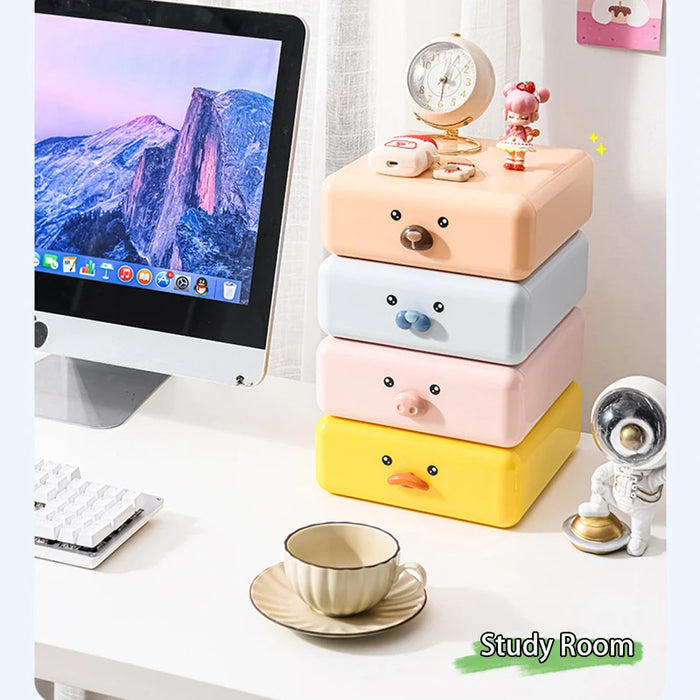 Anyhouz Storage Box Yellow Desktop Drawers for Stationery Organizer