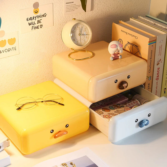 Anyhouz Storage Box Yellow Desktop Drawers for Stationery Organizer