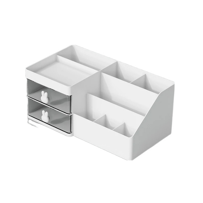 Anyhouz Storage Box White Large Capacity Makeup Drawer Organizer Stationery for Dressing Table Desktop