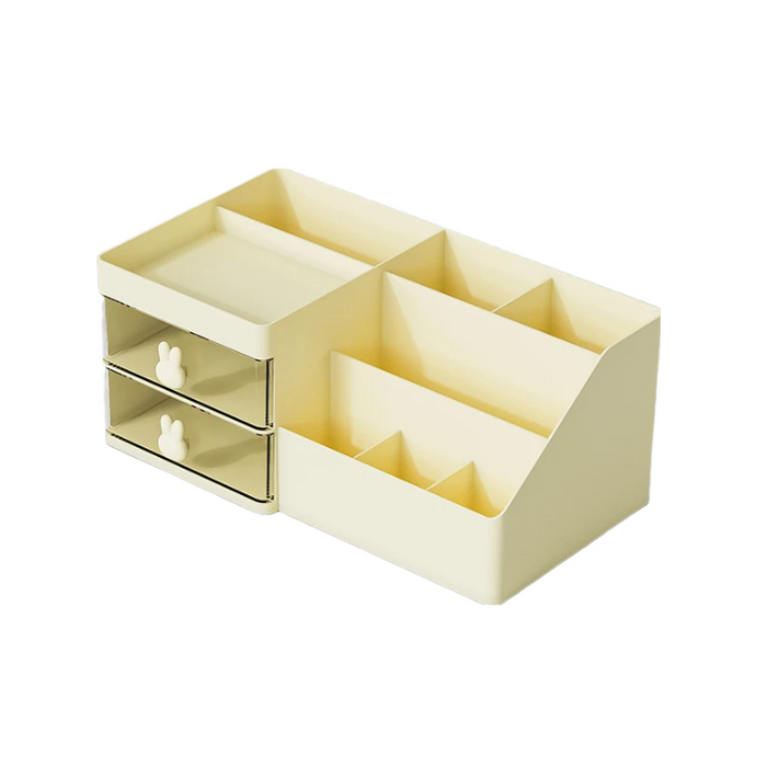 Anyhouz Storage Box yellow Large Capacity Makeup Drawer Organizer Stationery for Dressing Table Desktop