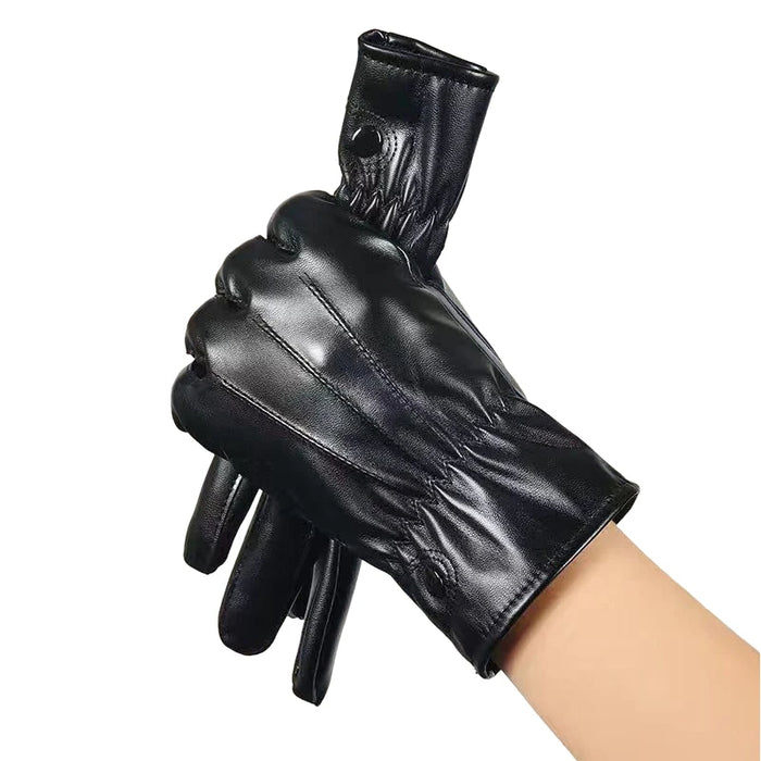 Anygloves Winter Gloves Black Leather Tactical Fleece Keep Warm Waterproof Driving Snowboard Outdoor Sport For Men