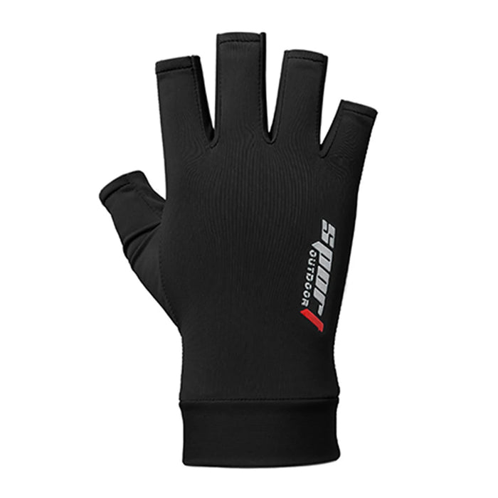 Anygloves Winter Gloves Black Ice Silk Sun Protection Driving Fishing Breathable Anti Slip Half Finger Cycling Hiking Glove For men