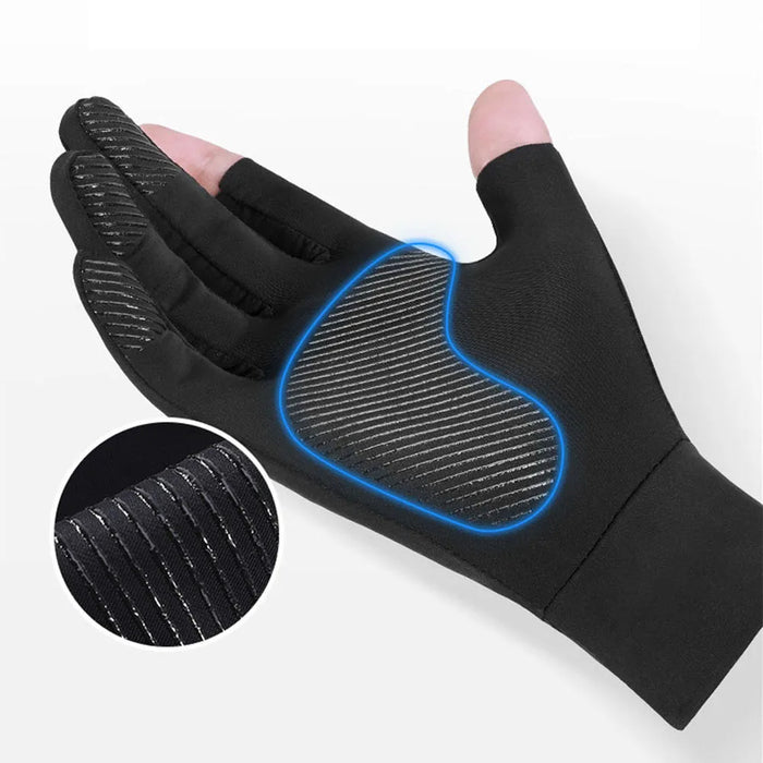 Anygloves Winter Gloves Black Ice Silk Sun Protection Driving Fishing Breathable Anti Slip Half Finger Cycling Hiking Glove For men