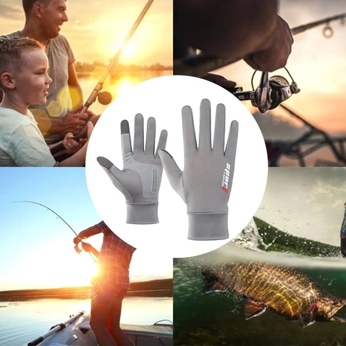 Anygloves Winter Gloves Black Ice Silk Sun Protection Driving Fishing Breathable Anti Slip Half Finger Cycling Hiking Glove For men