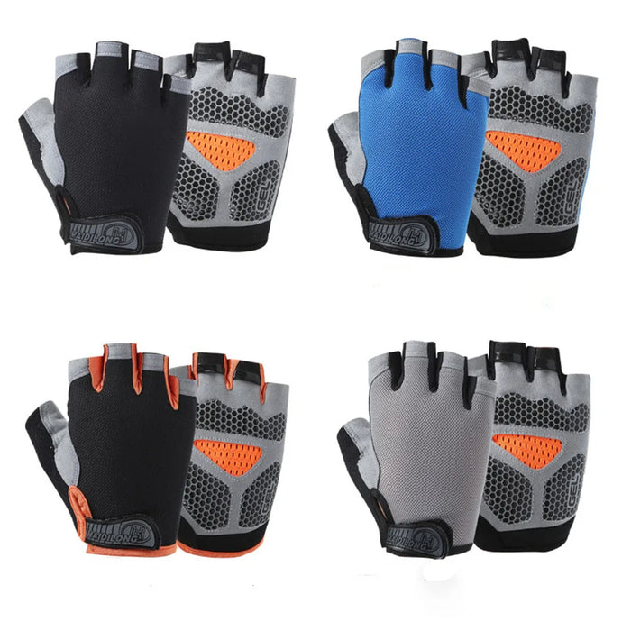 Anygloves Winter Gloves Blue Medium New Cycling Anti Slip Half Finger Gloves Breathable Anti Shock Bike Bicycle Fitness Gym Anti Sweat For Women Men