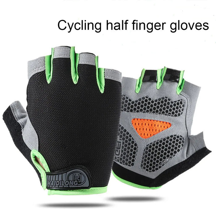 Anygloves Winter Gloves Blue Medium New Cycling Anti Slip Half Finger Gloves Breathable Anti Shock Bike Bicycle Fitness Gym Anti Sweat For Women Men