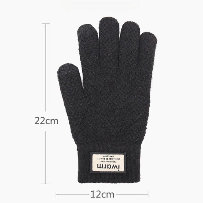 Anygloves Winter Gloves Black Thicken Warm Cotton Waterproof Windproof Business Knitted Mitten Autumn For Men