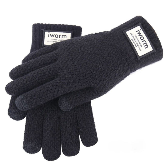 Anygloves Winter Gloves Black Thicken Warm Cotton Waterproof Windproof Business Knitted Mitten Autumn For Men