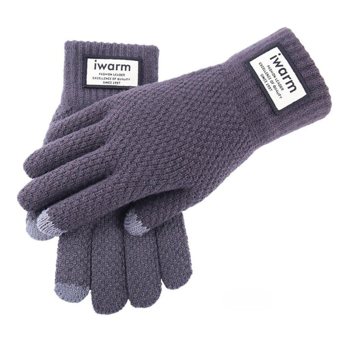 Anygloves Winter Gloves Purple Thicken Warm Cotton Waterproof Windproof Business Knitted Mitten Autumn For Men