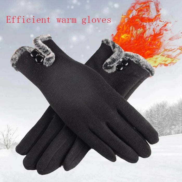 Anygloves Winter Gloves Brown Warm Non Inverted Velvet Cashmere Full Finger Cycling Touch Screen Lace Cotton Gloves for Women