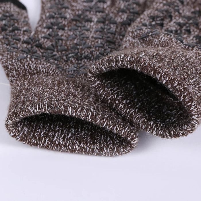 Anygloves Winter Gloves Coffee Medium Thicken Warm Non Slip Stretch Knit Mittens Imitation Cashmere Full Finger Guantes For Women Men