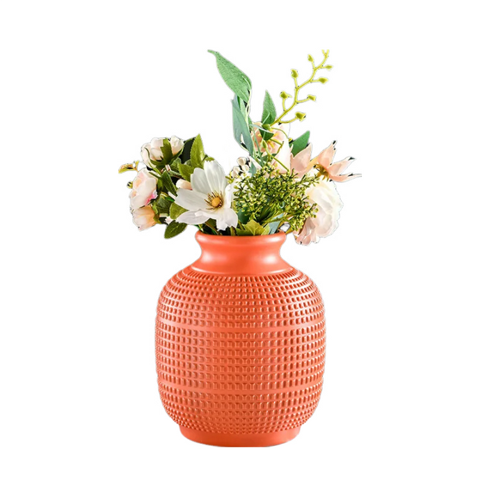 Anyhouz Flower Vase Coral Red Medium Nordic Plastic Pot Home Decor