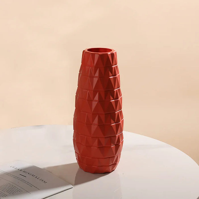 Anyhouz Flower Vase Coral Red Large Nordic Plastic Floral Pot Home Decor