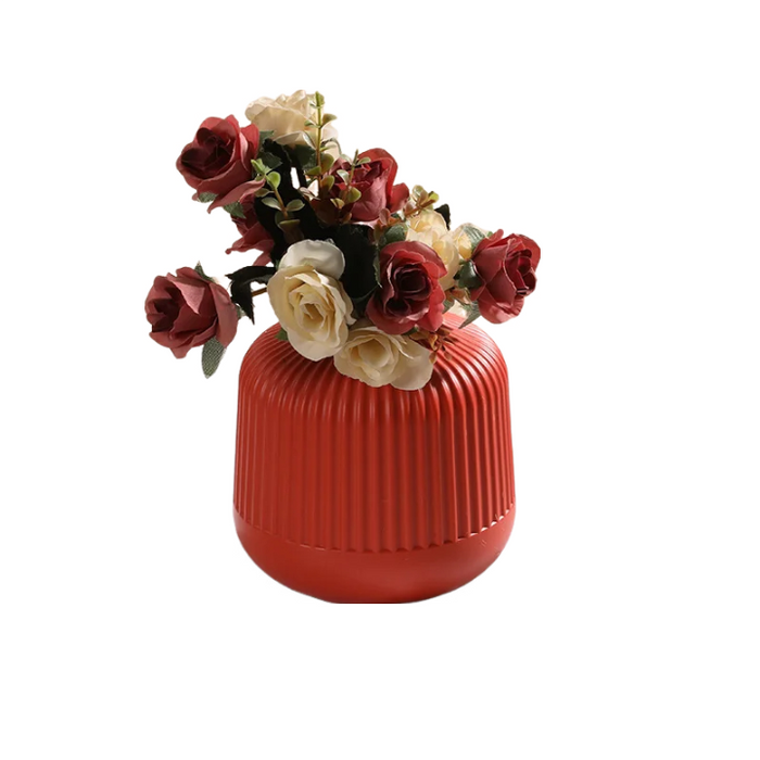 Anyhouz Flower Vase Coral Red Small Nordic Plastic Pot Home Decor