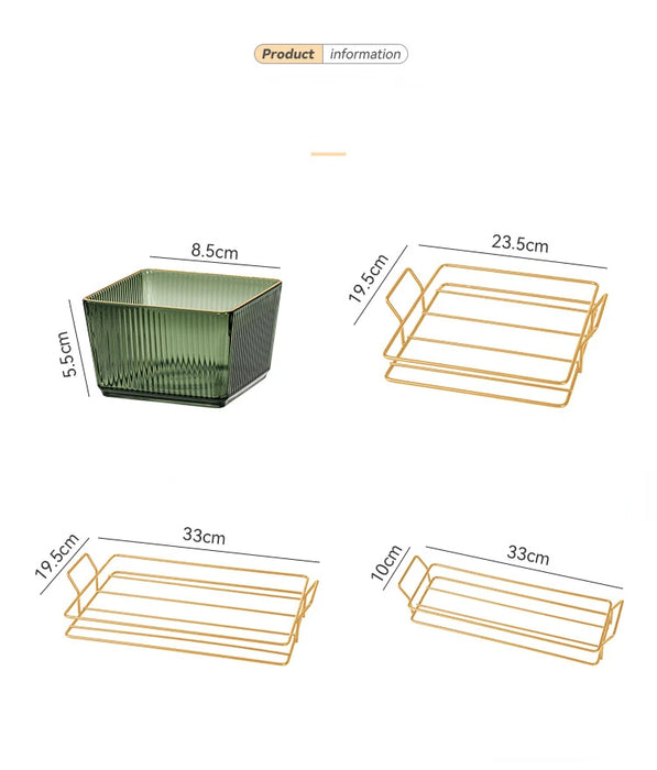 Anyhouz Food Container With Tray Gray Square 3 Grid Nordic Plastic Storage