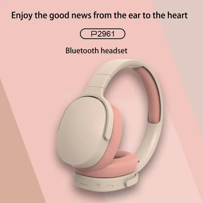 Anymob Headphone Pink Bluetooth P2961 9D Stereo Music Hifi Bass P9 Headset