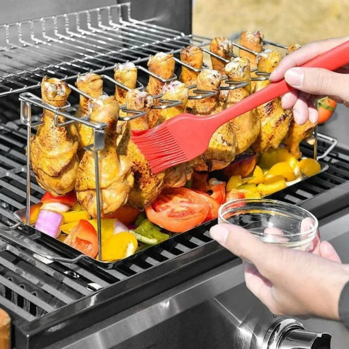 Anygleam Barbecue Grill Rack Holder Stainless Steel Oven Roaster Stand