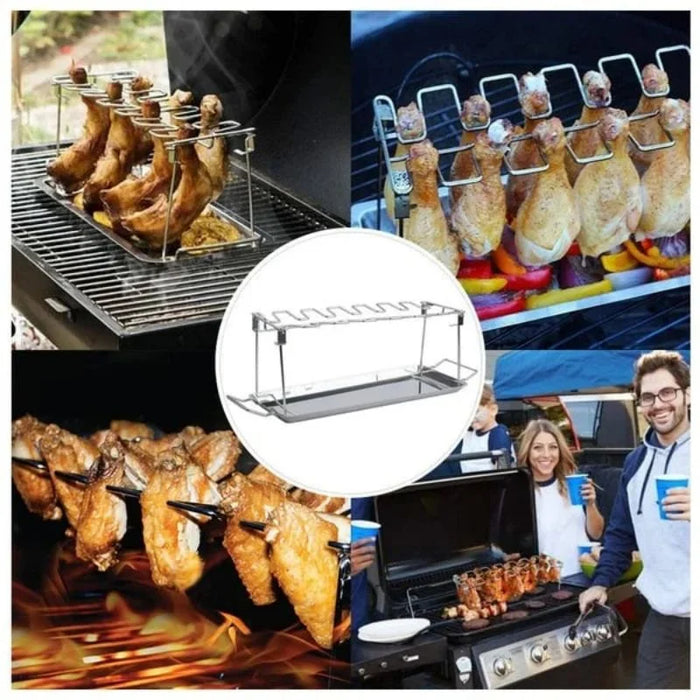 Anygleam Barbecue Grill Rack Holder Stainless Steel Oven Roaster Stand