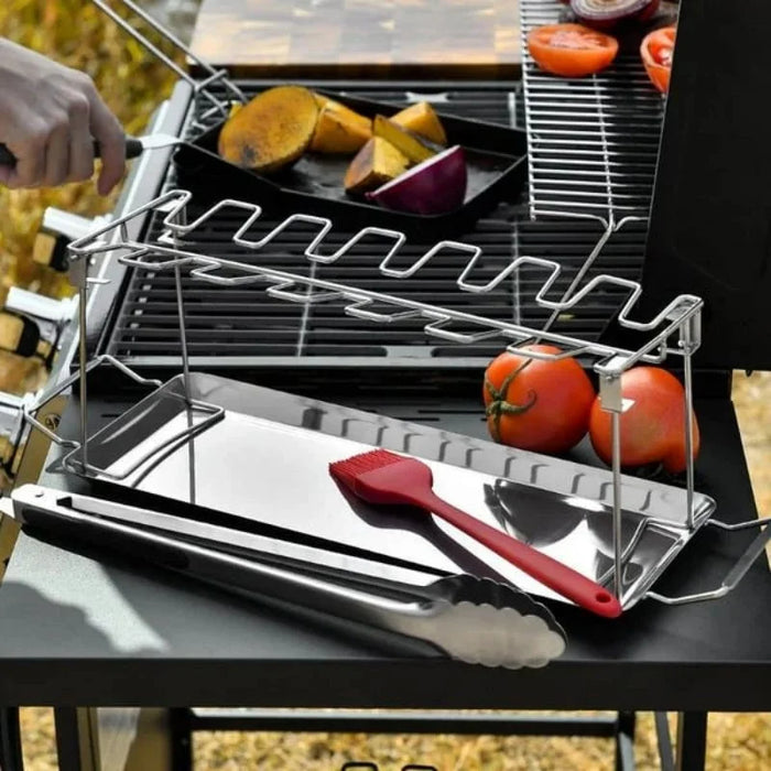 Anygleam Barbecue Grill Rack Holder Stainless Steel Oven Roaster Stand