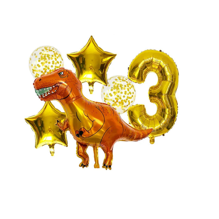 Anyparty Balloons Gold 32inch Number 3 Set Dinosaur Theme Party Decor