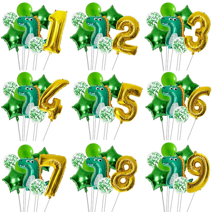 Anyparty Balloons Green Gold 32inch Number 0 Set Dinosaur Theme Party Decor