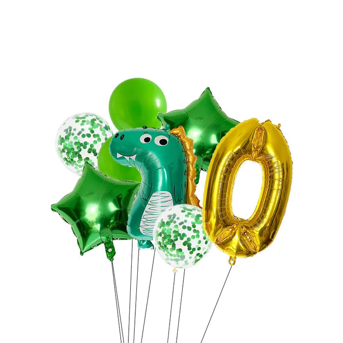 Anyparty Balloons Green Gold 32inch Number 0 Set Dinosaur Theme Party Decor