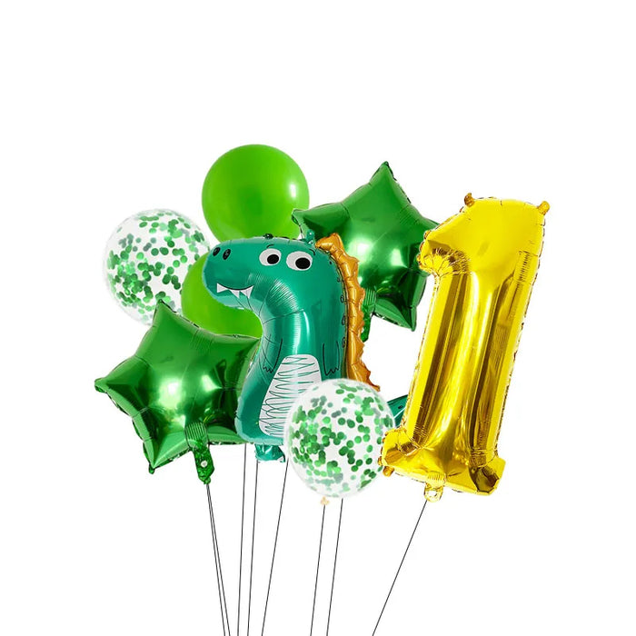 Anyparty Balloons Green Gold 32inch Number 1 Set Dinosaur Theme Party Decor