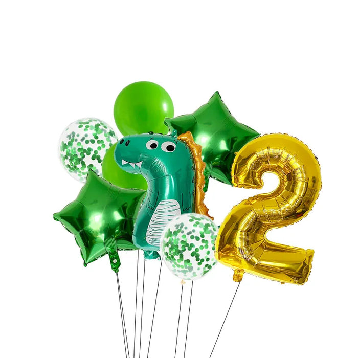 Anyparty Balloons Green Gold 32inch Number 2 Set Dinosaur Theme Party Decor