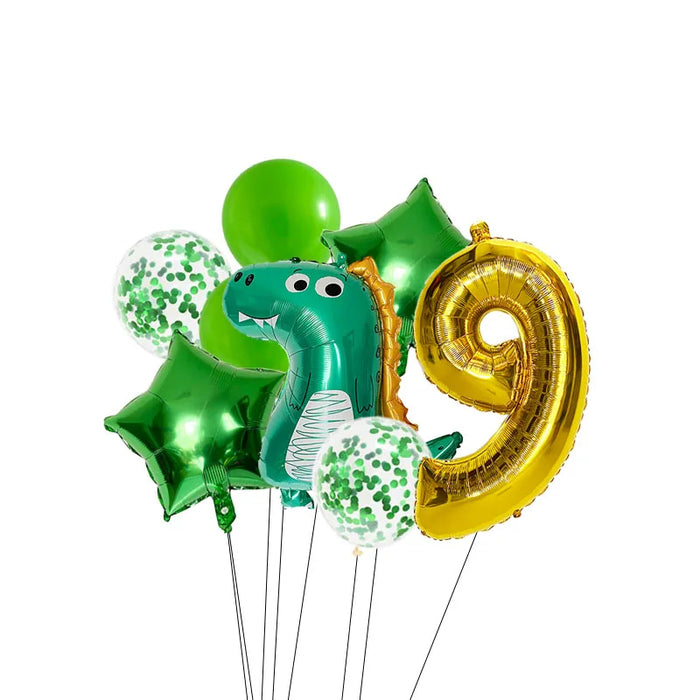 Anyparty Balloons Green Gold 32inch Number 9 Set Dinosaur Theme Party Decor