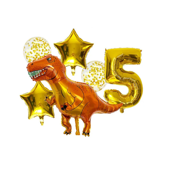 Anyparty Balloons Gold 32inch Number 5 Set Dinosaur Theme Party Decor