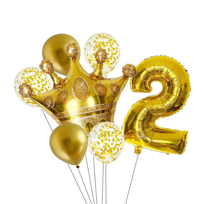 Anyparty Balloons Gold 32inch Number 2 Set Crown Party Decor