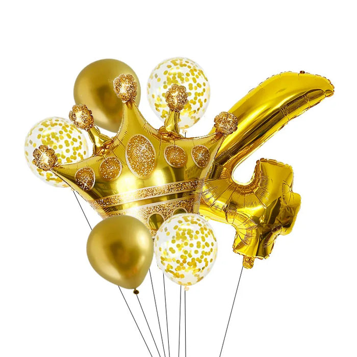 Anyparty Balloons Gold 32inch Number 4 Set Crown Party Decor