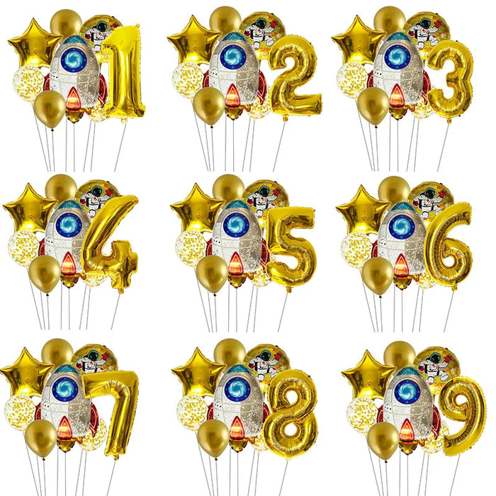 Anyparty Balloons Gold 32inch Number 7 Set Outer Space Theme Party Decor