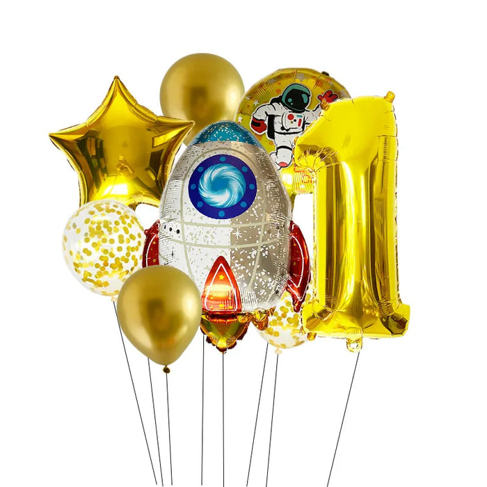 Anyparty Balloons Gold 32inch Number 1 Set Outer Space Theme Party Decor