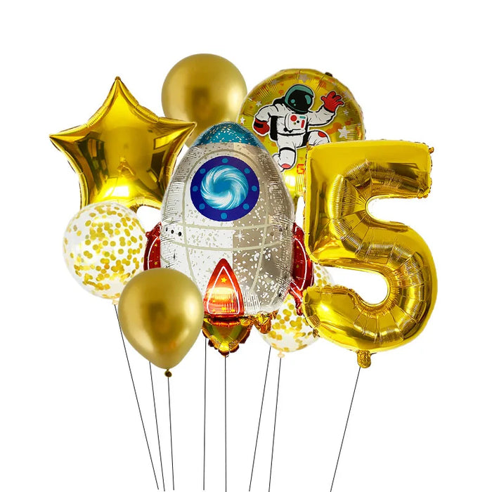 Anyparty Balloons Gold 32inch Number 5 Set Outer Space Theme Party Decor