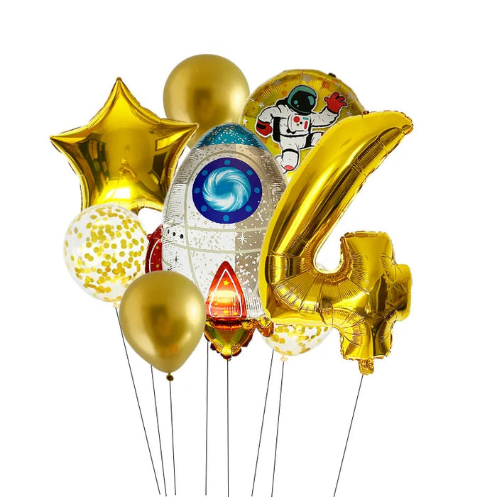 Anyparty Balloons Gold 32inch Number 4 Set Outer Space Theme Party Decor