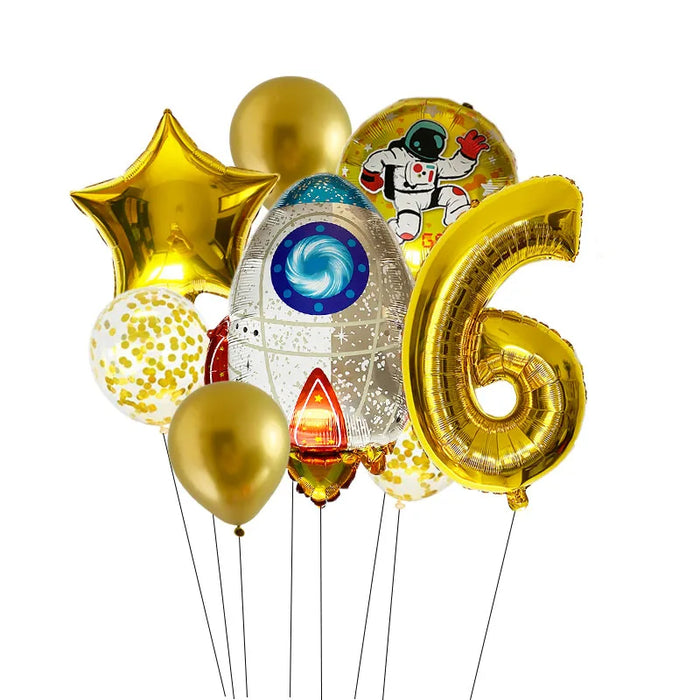 Anyparty Balloons Gold 32inch Number 6 Set Outer Space Theme Party Decor