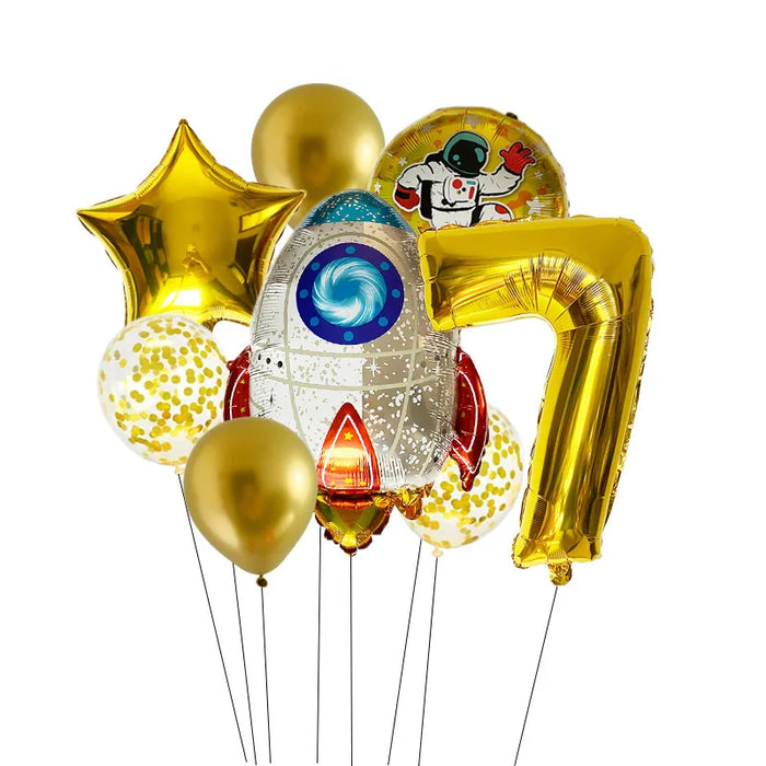 Anyparty Balloons Gold 32inch Number 7 Set Outer Space Theme Party Decor