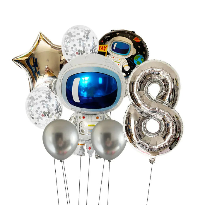 Anyparty Balloons Silver 32inch Number 8 Set Outer Space Astronaut Theme Party Decor