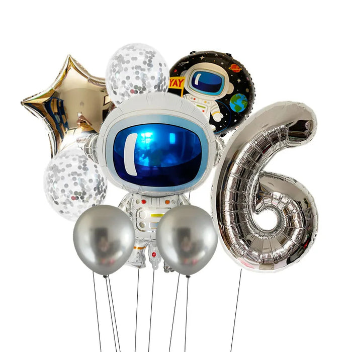 Anyparty Balloons Silver 32inch Number 6 Set Outer Space Astronaut Theme Party Decor