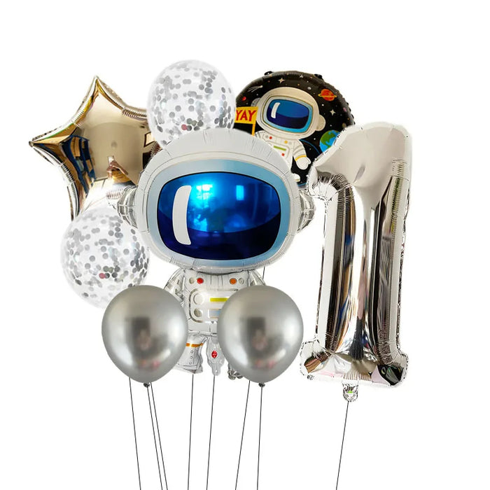 Anyparty Balloons Silver 32inch Number 1 Set Outer Space Astronaut Theme Party Decor