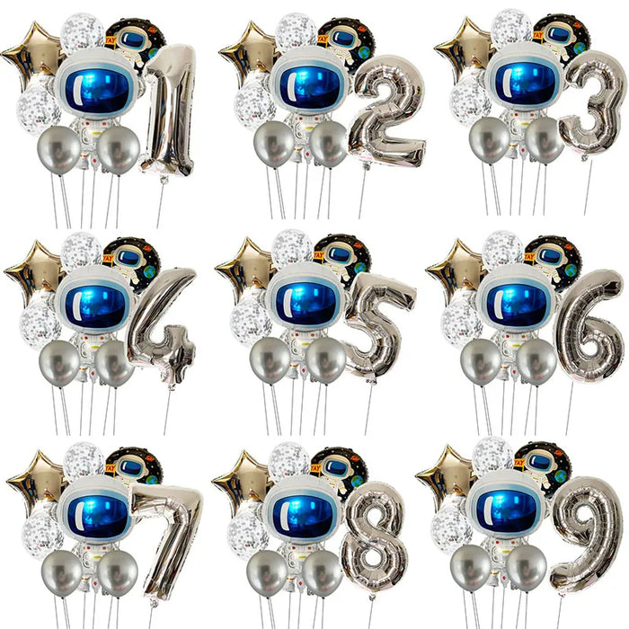 Anyparty Balloons Silver 32inch Number 1 Set Outer Space Astronaut Theme Party Decor